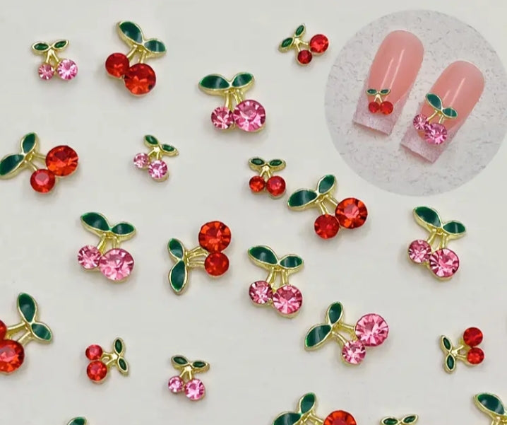 Décoration Ongle cerise x10